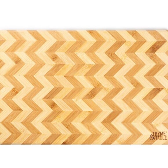 Thyme & Table Herringbone Bamboo Wood Charcuterie Cutting Board HTF - Picture 1 of 3